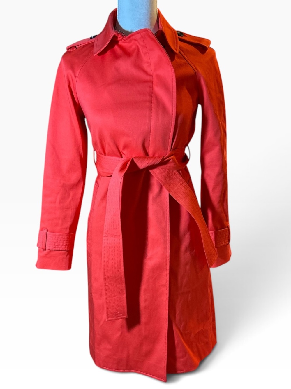 Ann Taylor Red Belted Trench Coat